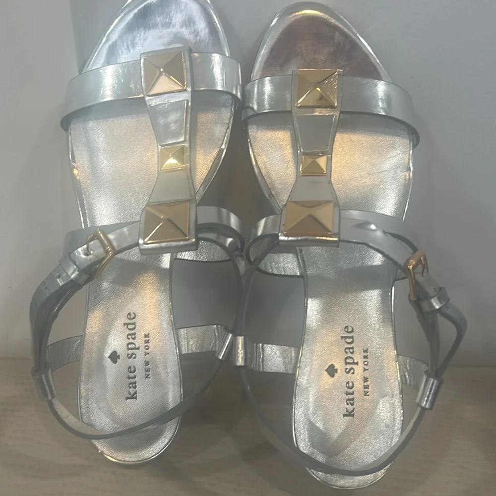 Kate Spade New York Silver Sandals with Gold Accents - Picture 8 of 13
